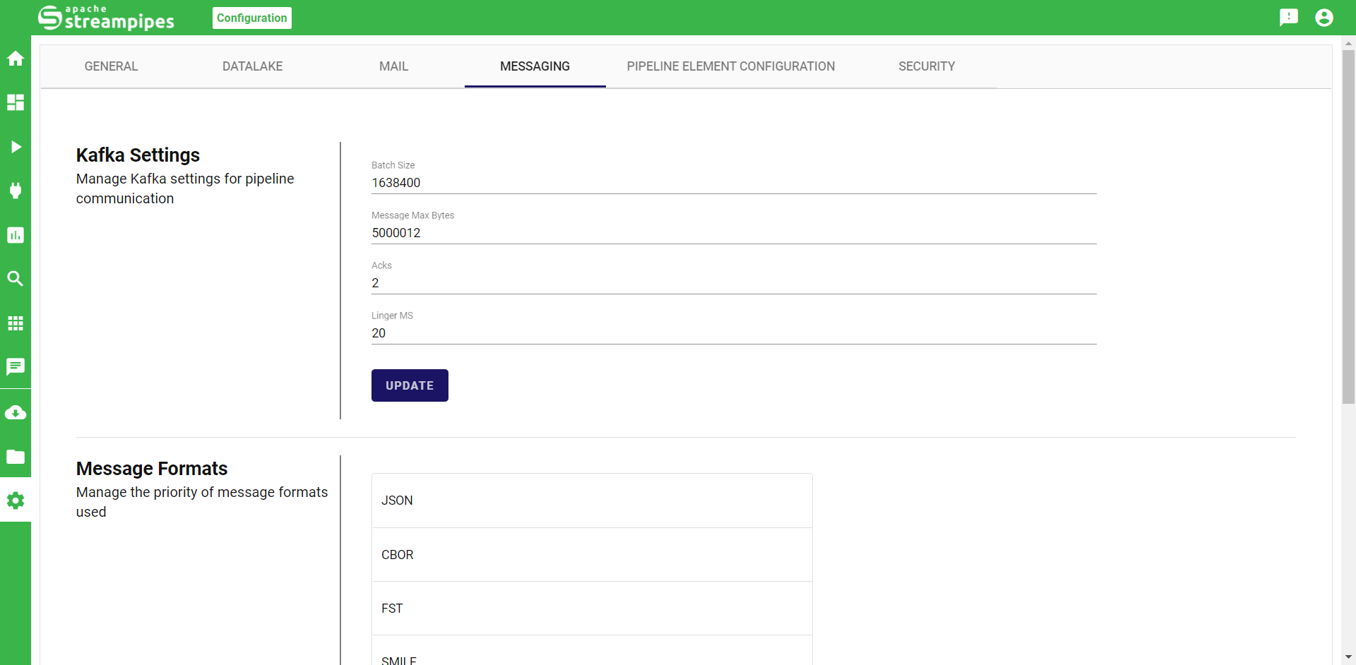 Messaging configuration