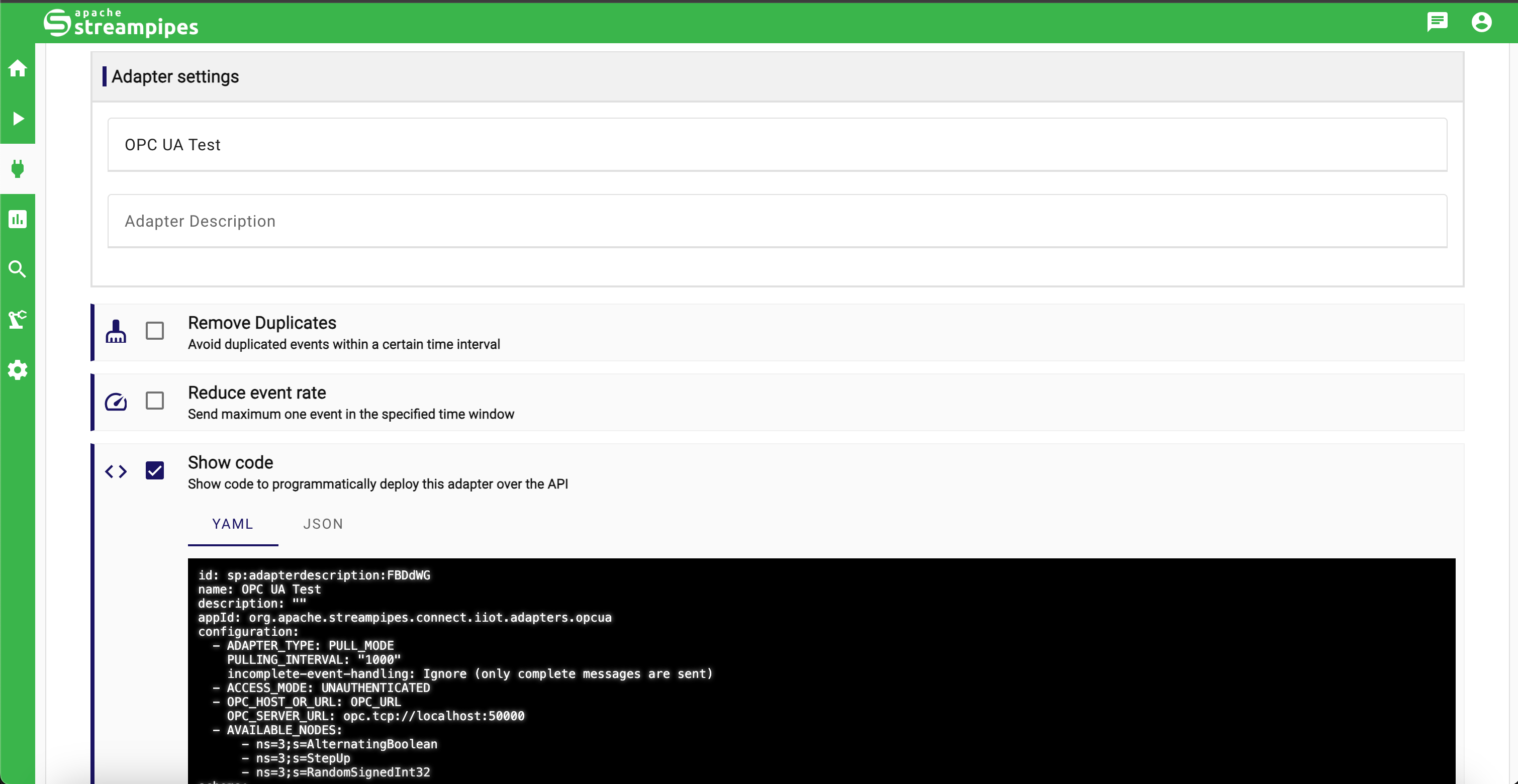 StreamPipes Adapter Code View