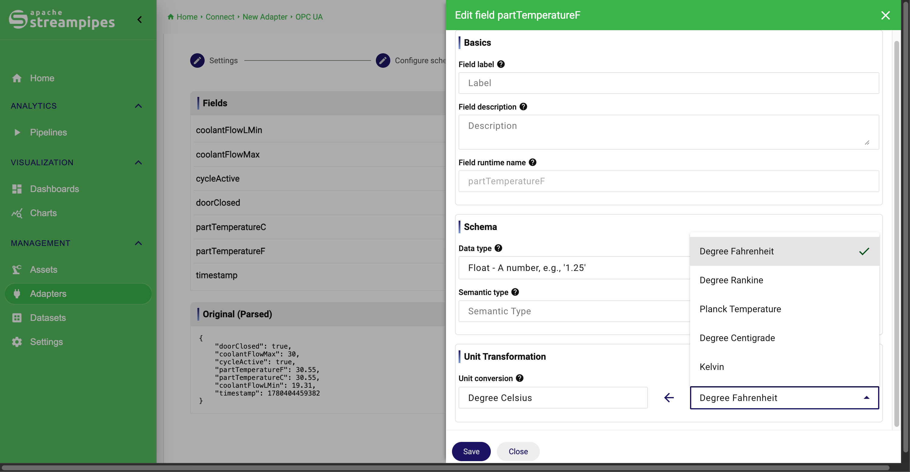 Schema configuration with measurement unit refinement