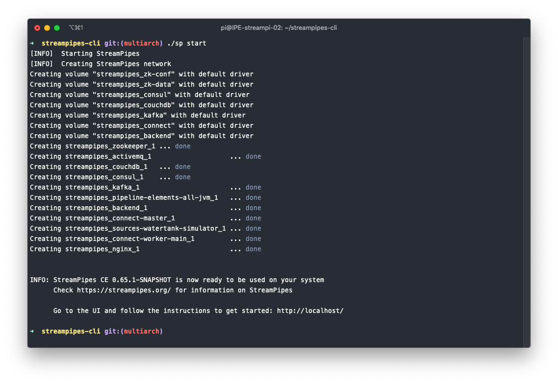 StreamPipes CLI starting StreamPipes lite version on Raspberry Pi 4